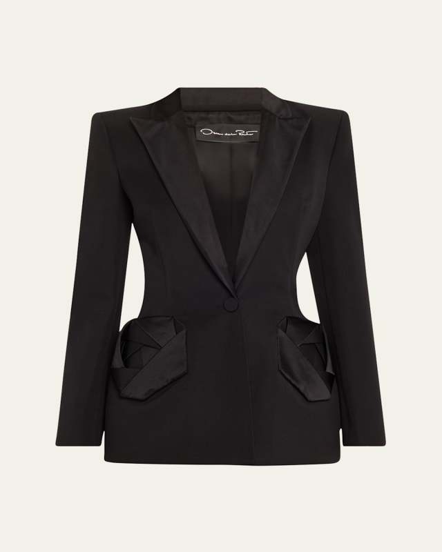 Peplum Waist Grain De Poudre Jacket